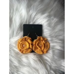 Brand New Handmade Crochet Earring Yellow Flower Pattern 100% Cotton‎ For Women